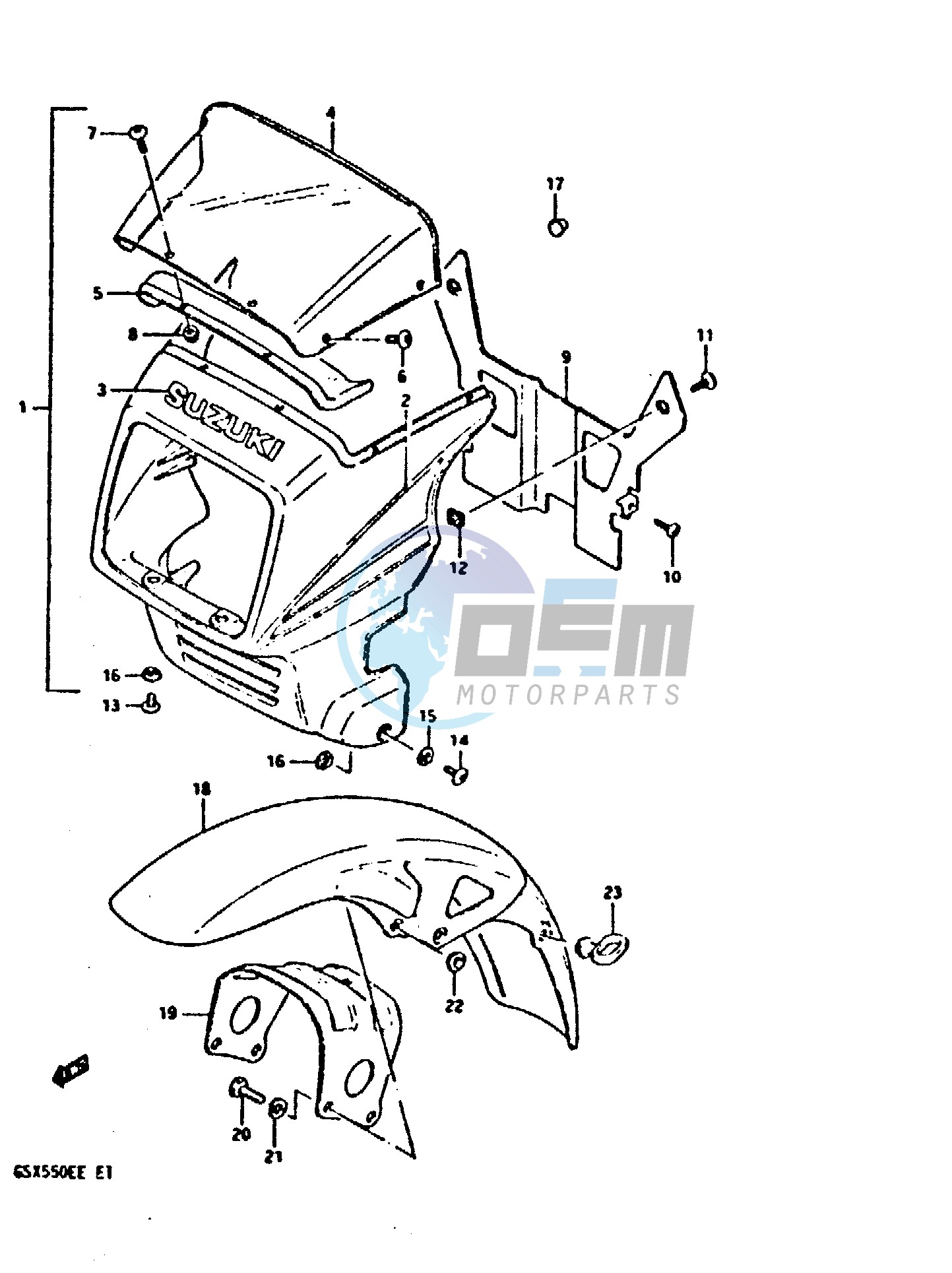 COVER HEADLAMP - FRONT FENDER (MODEL E)