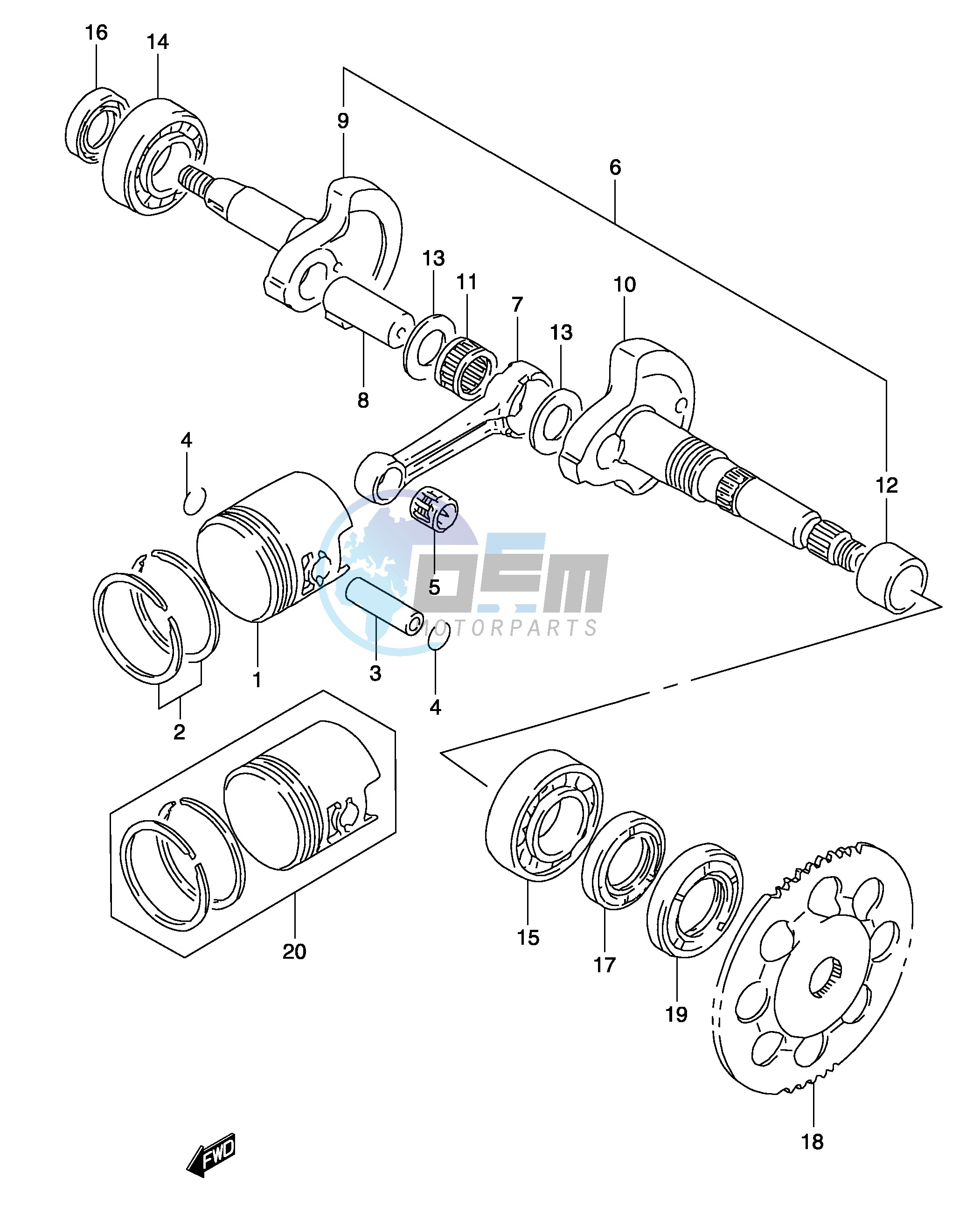 CRANKSHAFT (MODEL AY50WR K1 K2 AY50W K3 K4 )