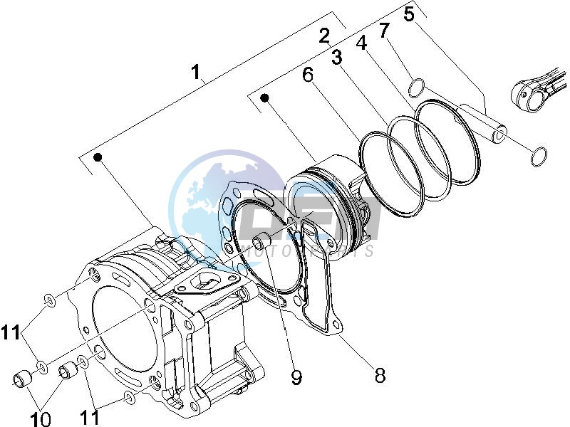 Cylinder - piston - wrist pin unit