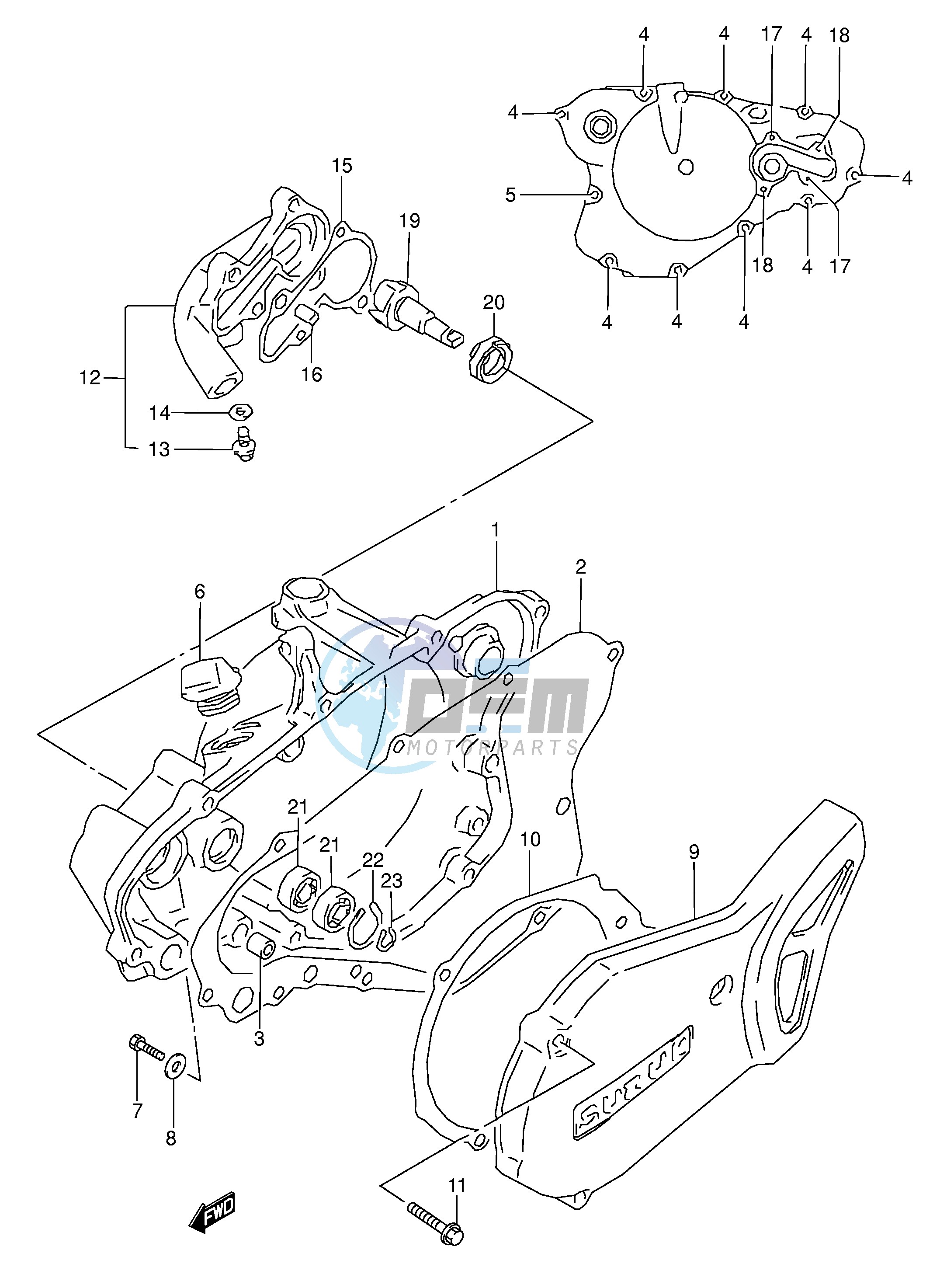 CRANKCASE COVER- WATER PUMP