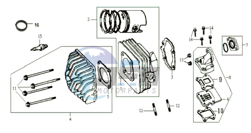 CYLINDER MET PISTON / CYLINDER HEAD