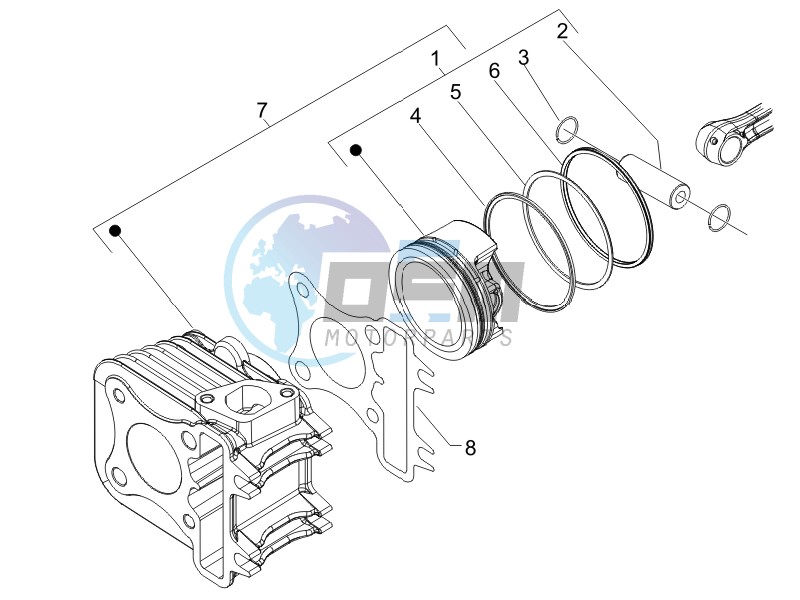 Cylinder - piston - wrist pin unit