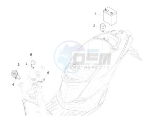 Liberty 50 iGet 4T 3V 25kmh (EMEA) drawing Remote control switches - Battery - Horn