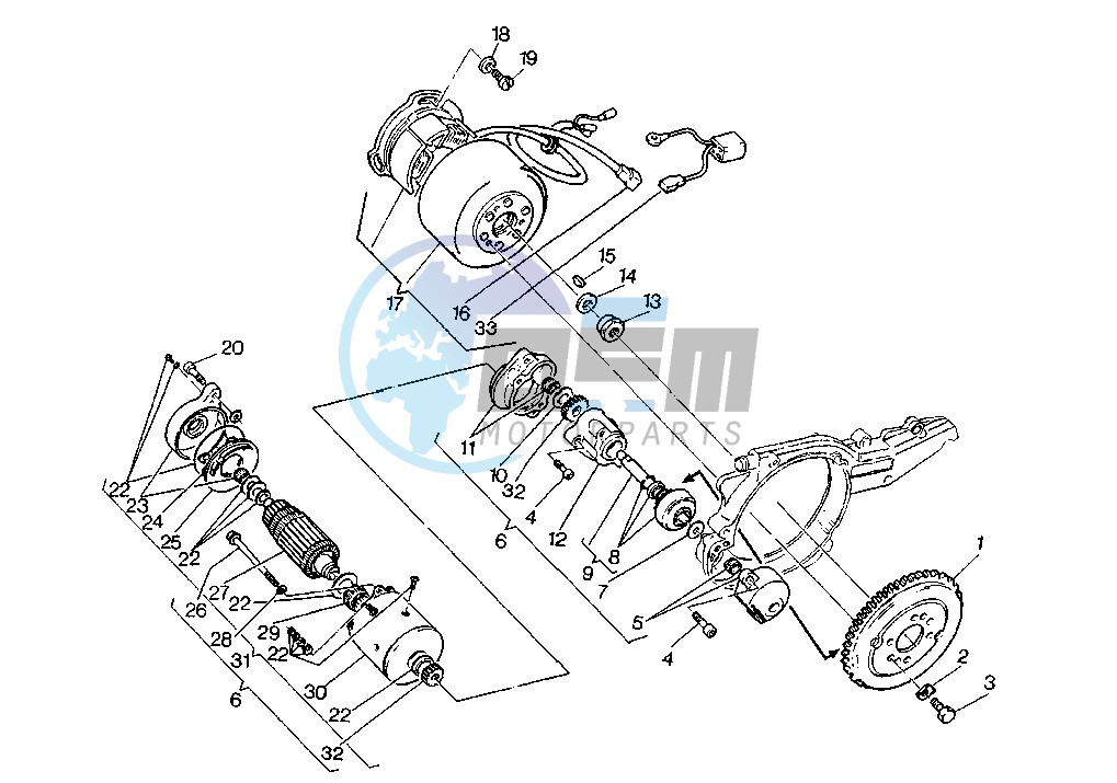 FLYWHEEL-STARTING MOTOR