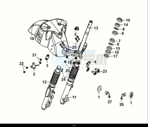 FIDDLE IV 50 (XG05W1-EU) (E5) (M1-M3) drawing STEERING STEM - FRONT CUSHION