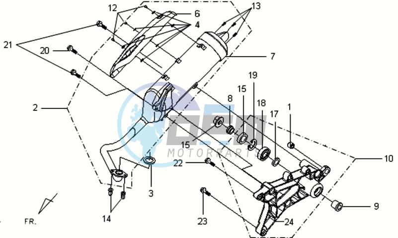 EXHAUST - REAR FORK