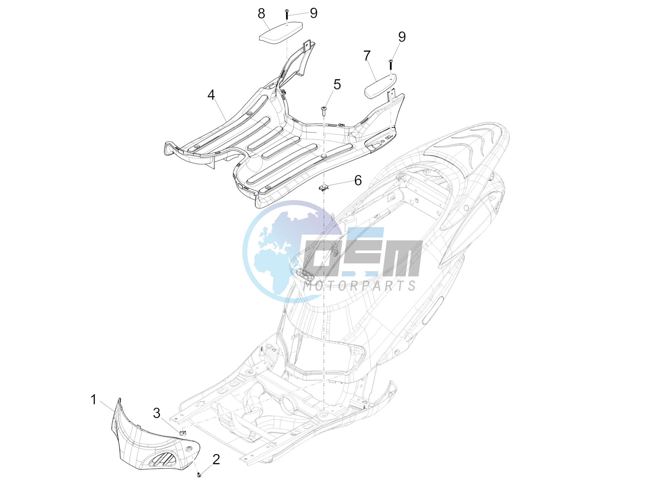 Central cover - Footrests