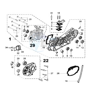 FIGHT LR drawing CRANKCASE WITH SHORT MOUNT RUBBERS