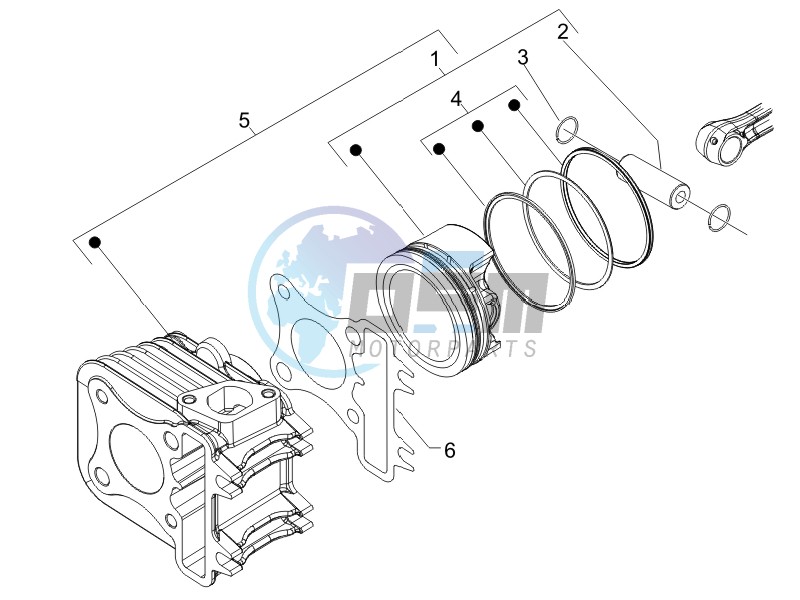 Cylinder-piston-wrist pin unit