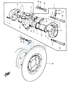 S3 A [MACH II] (A) 400 [MACH II] drawing FRONT BRAKE -- 74-75 S3_S3-A- -