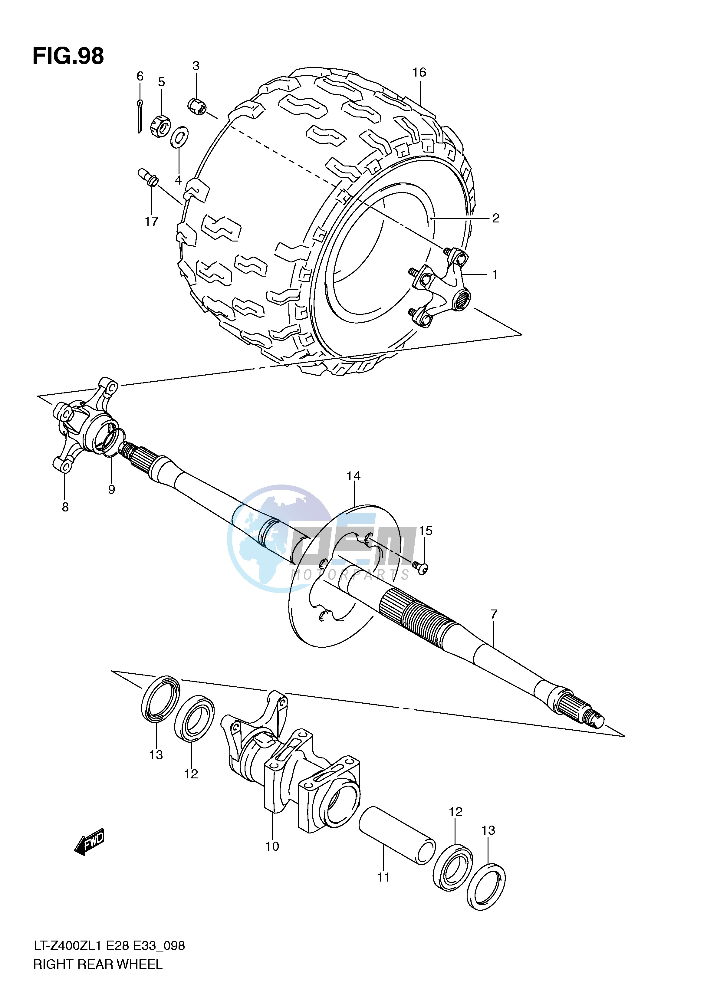 RIGHT REAR WHEEL (LT-Z400L1 E33)