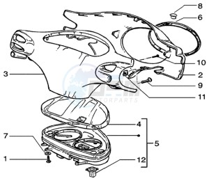 Liberty 50 ptt drawing Speedometers Kms. - handlebar cover