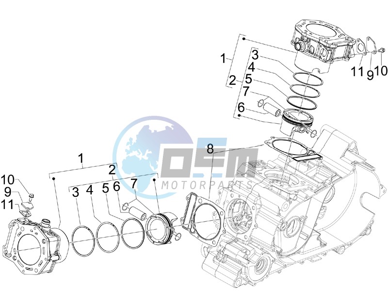 Cylinder-piston-wrist pin unit