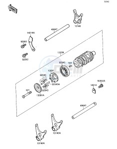 ZX 750 H [NINJA ZX-7] (H2) [NINJA ZX-7] drawing GEAR CHANGE DRUM_SHIFT FORK-- S- -