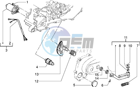 Starting motor-starter lever