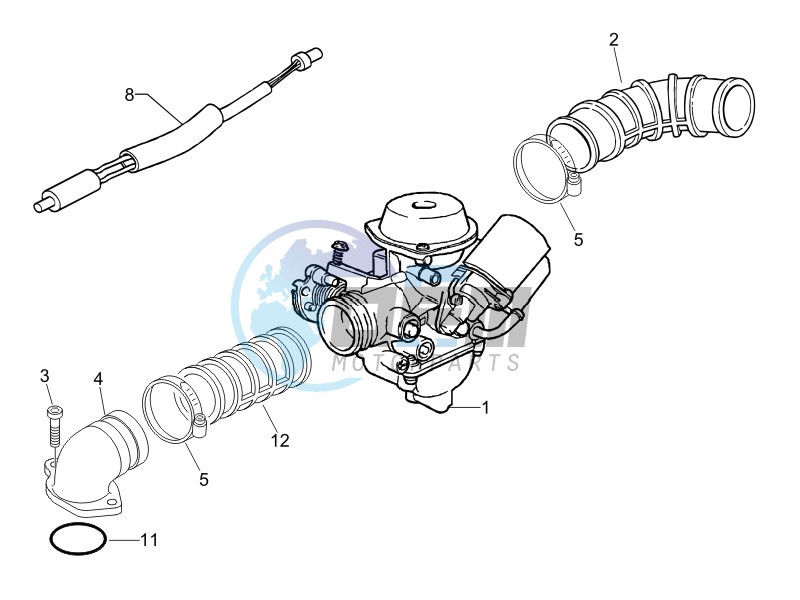 Carburettor, assembly - Union pipe