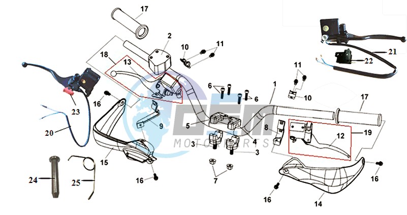 HANDLEBAR / BRAKE LEVERS CPL L / R