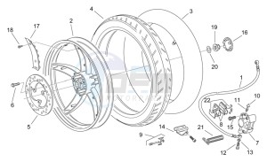 Scarabeo 50 2t (eng. Minarelli) drawing Rear wheel - disc brake