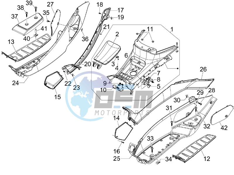 Central cover - Footrests