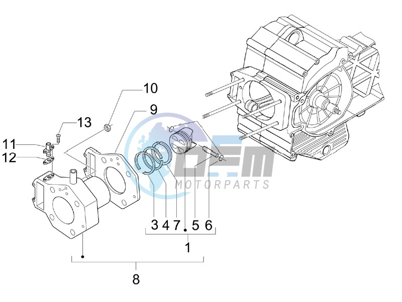 Cylinder-piston-wrist pin unit