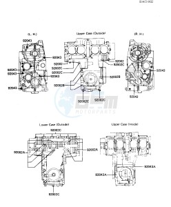 ZX 550 A [GPZ] (A1-A3) [GPZ] drawing CRANKCASE BOLT & STUD PATTERN