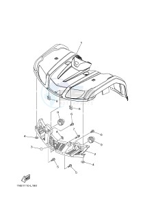 YFM350A YFM350TF GRIZZLY 350 2WD (B145) drawing FRONT FENDER