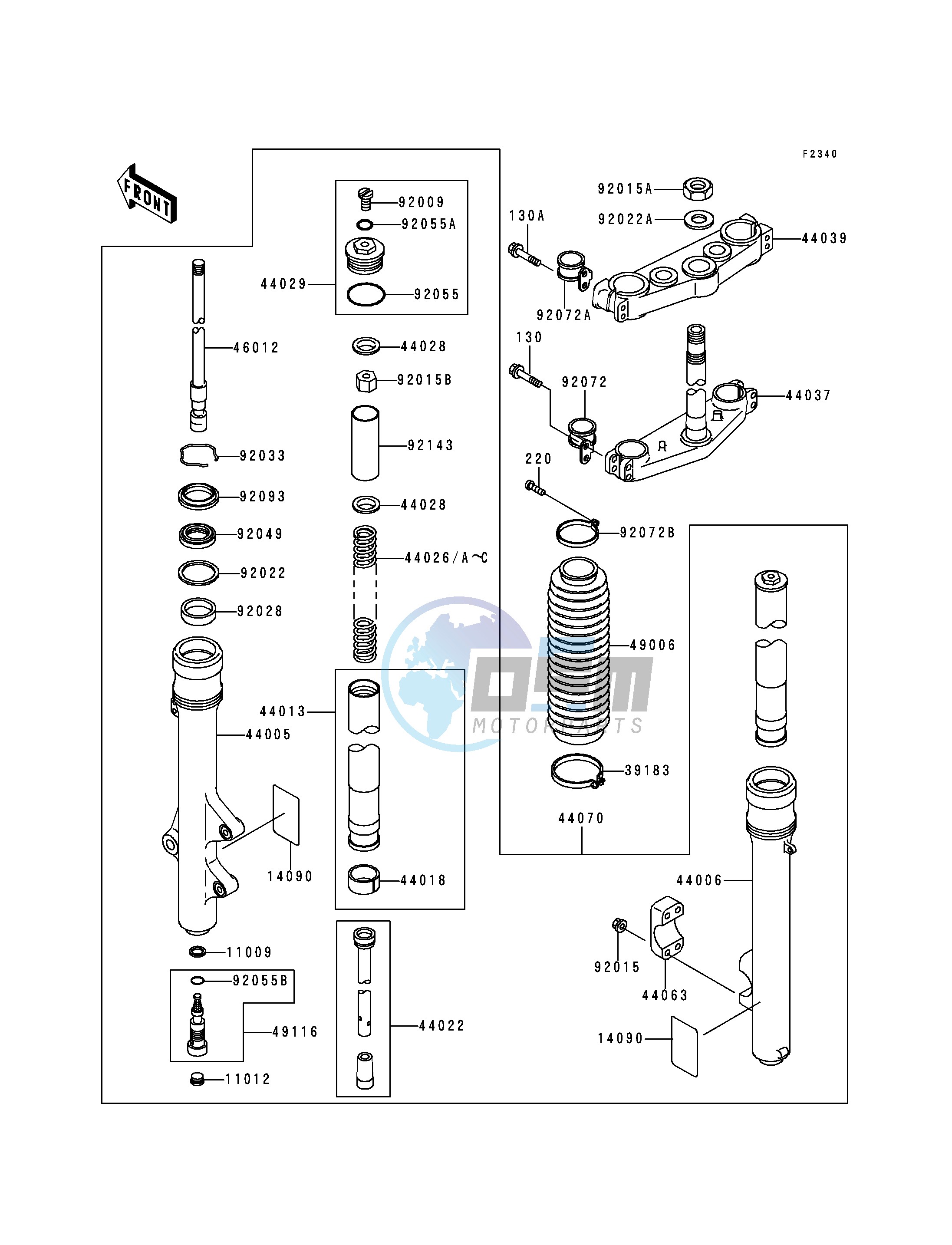 FRONT FORK -- KDX200-H1 - H3- -