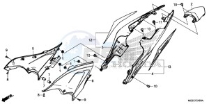 CB500FAE CB500F ABS UK - (E) drawing SIDE COVER/ REAR COWL