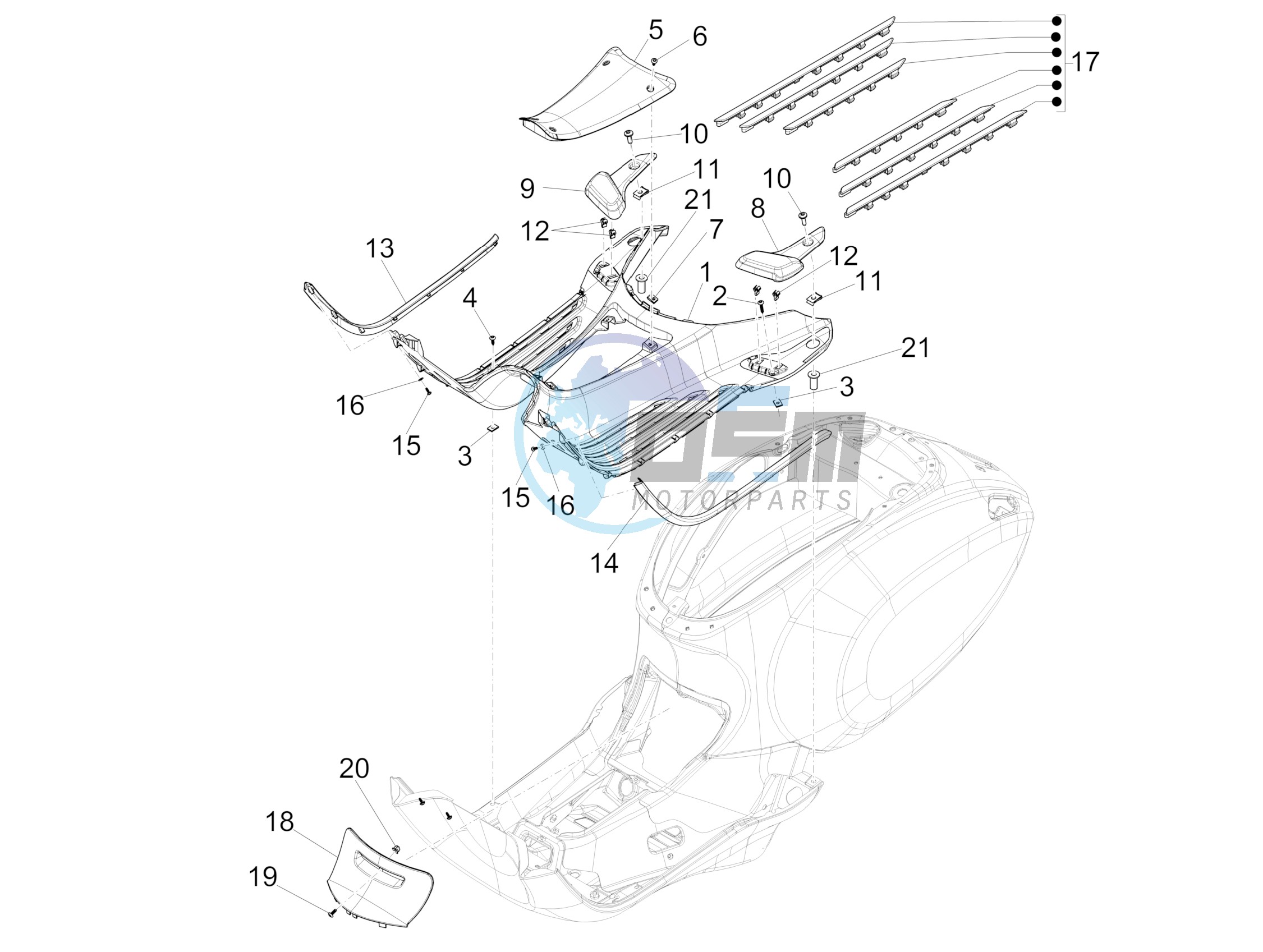 Central cover - Footrests