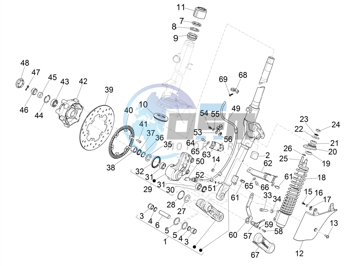 Fork/steering tube - Steering bearing unit