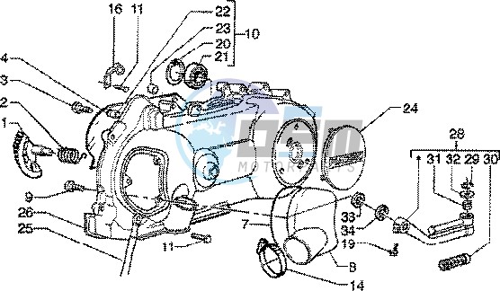 Kickstarter-crankcase cooling