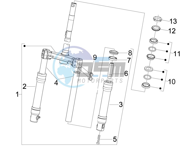 Fork steering tube - Steering bearing unit