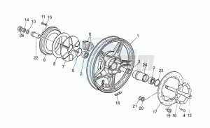 Strada 1000 drawing Rear wheel, alloy