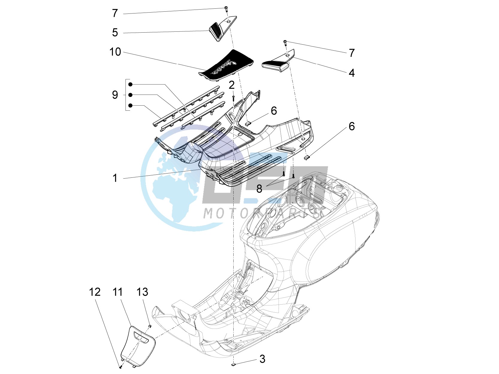 Central cover - Footrests