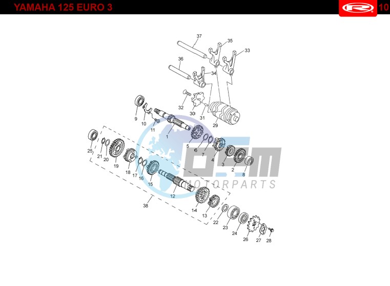 GEARBOX  Yamaha 125 4t Euro 3