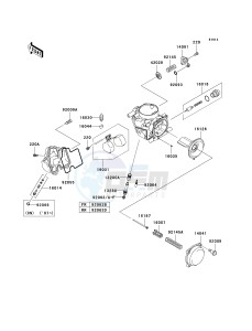 KVF 750 B (BRUTE FORCE 750 4X4I) (B6F-B7FA) A6F drawing CARBURETOR PARTS