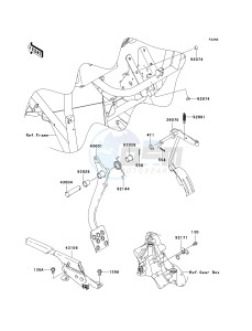 KAF400 C [MULE 610 4X4 HARDWOODS GREEN HD] (C1) C1 drawing BRAKE PEDAL_THROTTLE LEVER