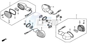 VTR1000F SUPER HAWK drawing WINKER (1,3-EXCEPT CM/2)