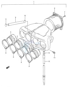 GSX600F (E28) Katana drawing AIR CLEANER (MODEL L M N P R S T)