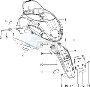 Liberty 125 4t Sport drawing Rear cover - Splash guard