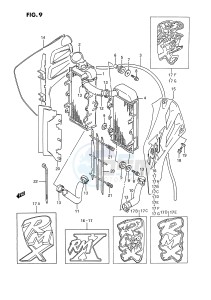 RMX250 (E3) drawing RADIATOR (MODEL K L M N P)