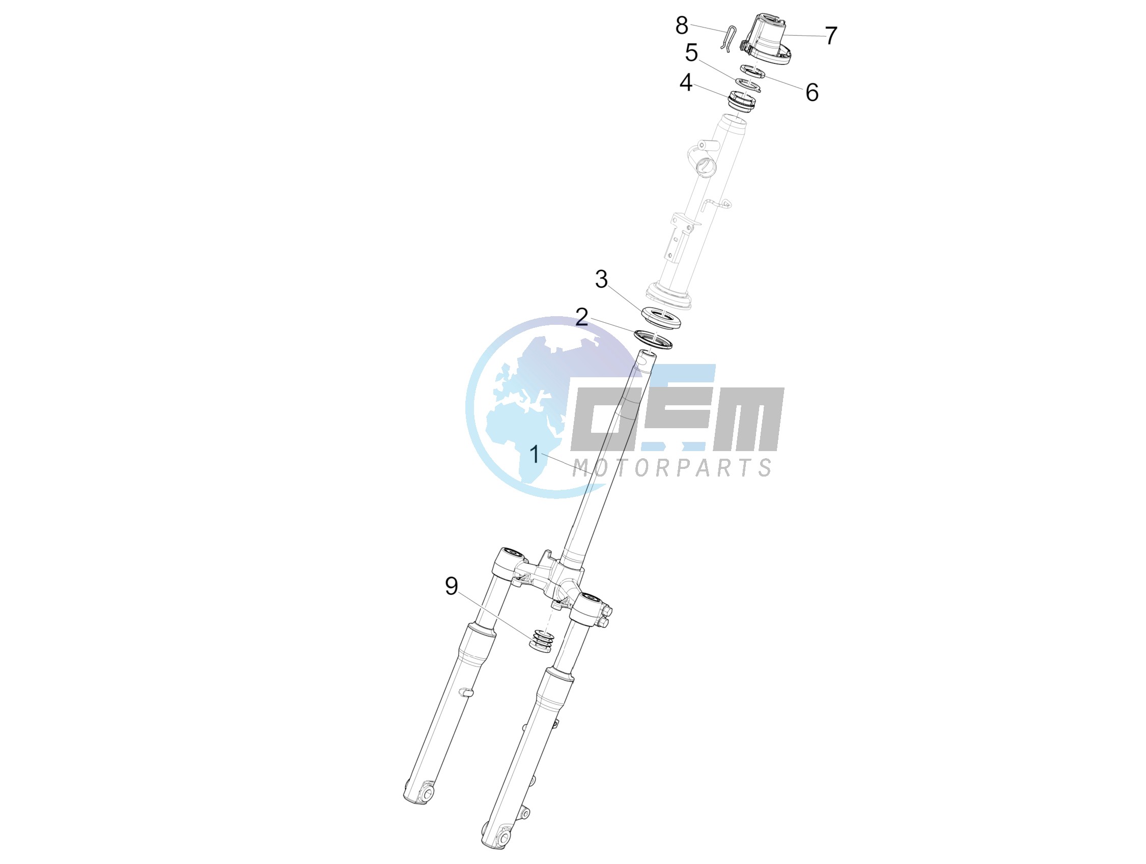 Fork/steering tube - Steering bearing unit