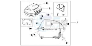 XL1000VA9 UK - (E / ABS MKH) drawing TOP BOX 45L CHEVALIER SILVER METALLIC