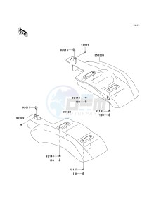 KAF 400 B [MULE 600] (B6F-B9F) B8F drawing REAR FENDER-- S- -