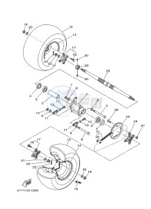 YFM350R YFM350RD RAPTOR 350 (10PA) drawing REAR WHEEL