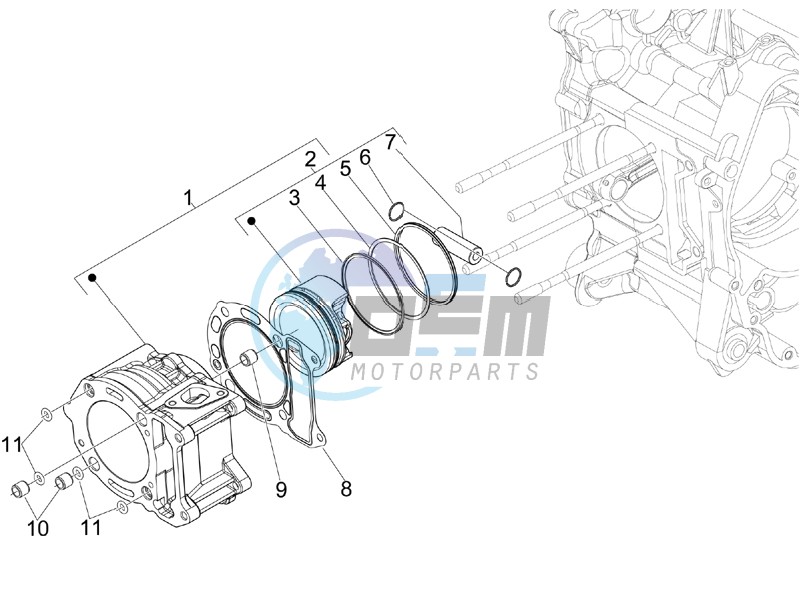 Cylinder-piston-wrist pin unit