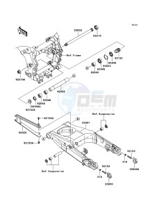 ZZR1400 ABS ZX1400B7F FR GB XX (EU ME A(FRICA) drawing Swingarm