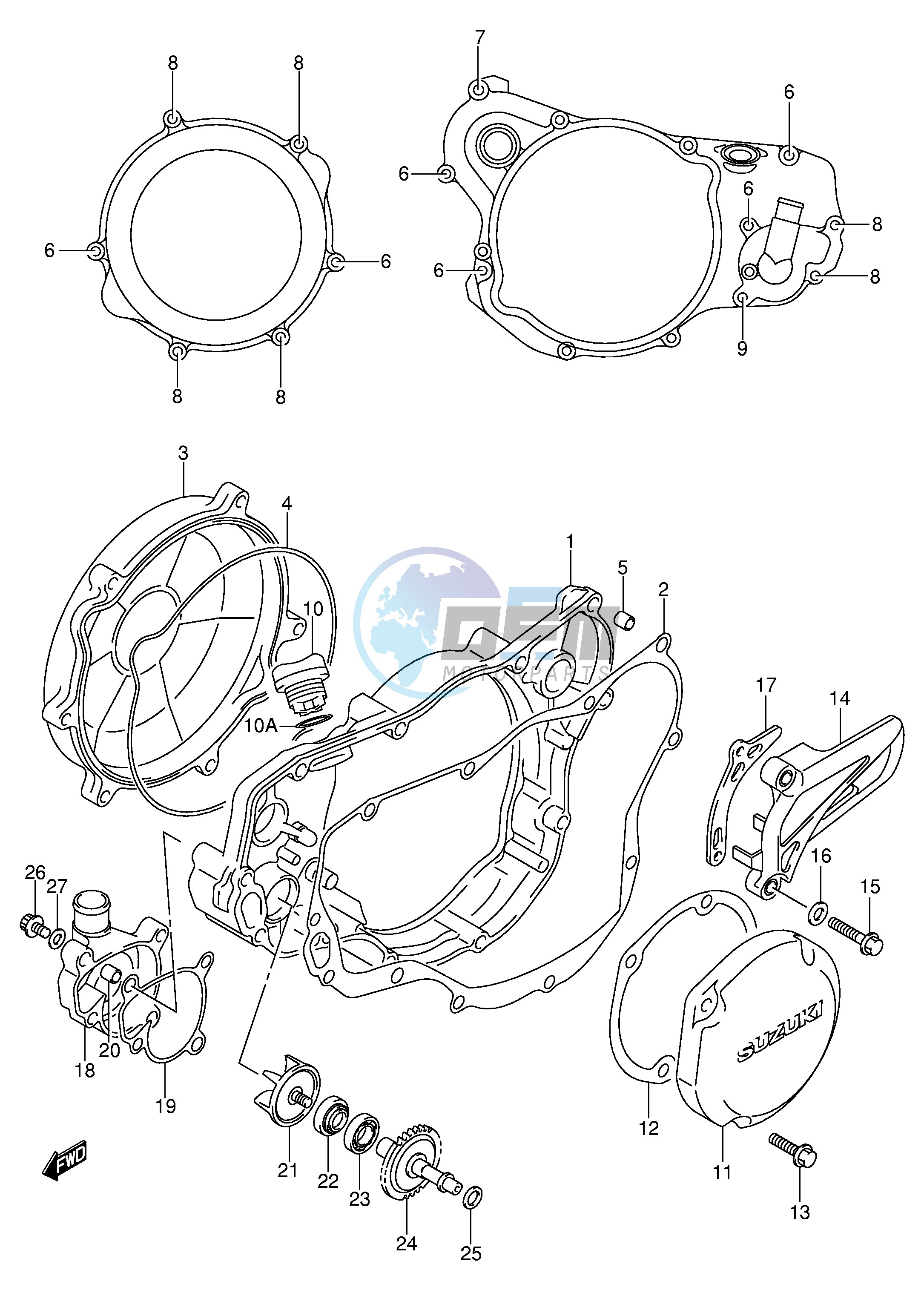 CRANKCASE COVER- WATER PUMP (MODEL K1 K2)