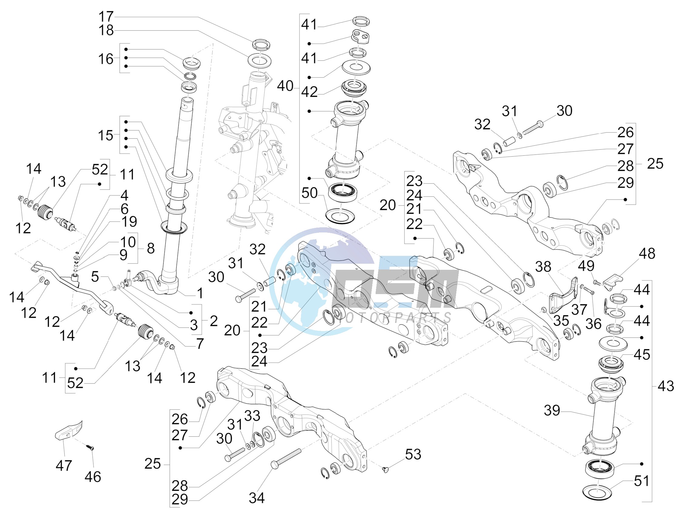 Fork/steering tube - Steering bearing unit