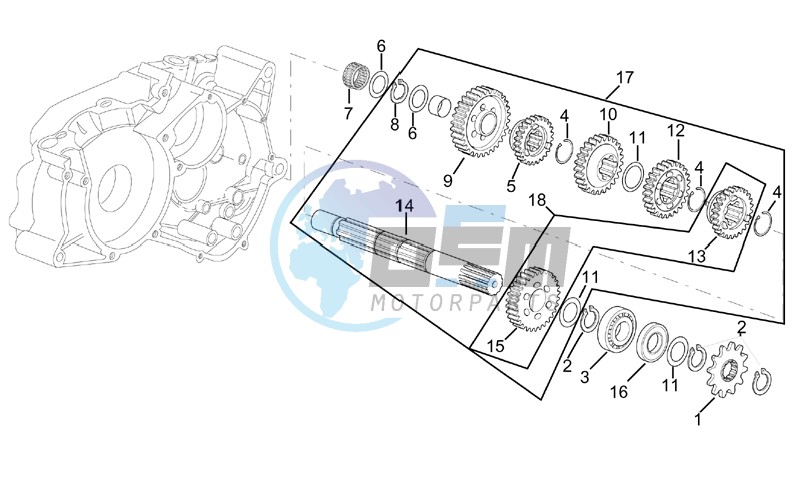 Gearbox driven shaft I